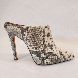 Saint G Python Snake Mules Womens 6.5 Texture Embossed Leather 4.5" Heel Pointy.
